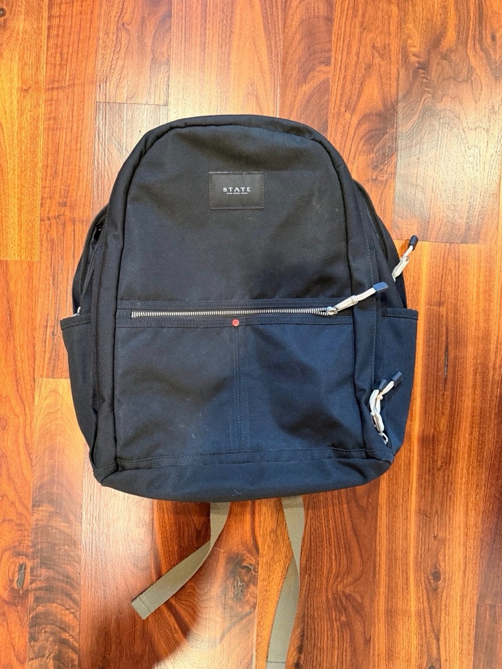 STATE Black Canvas Backpack with Silver Zipper Accents